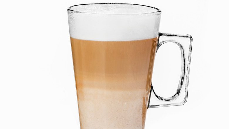 cappuccino in glass mug