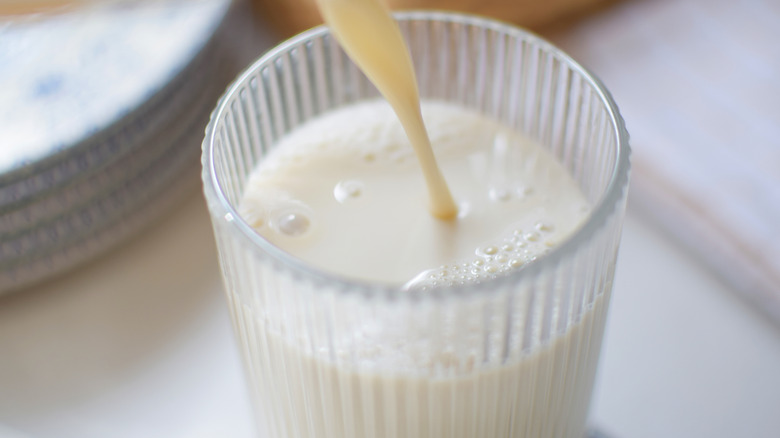 Milk poured in glass