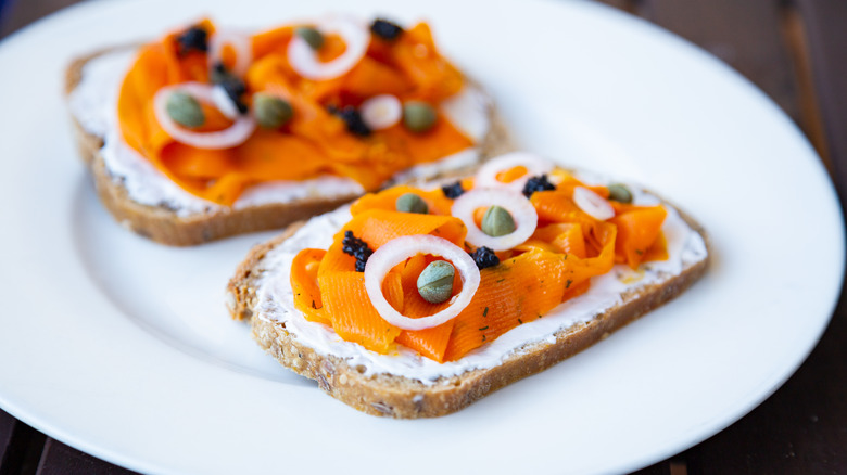 Carrot lox on cream cheese 