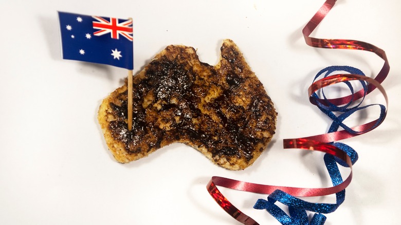 vegemite toast with australian flag