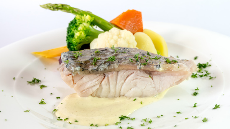 poached fish with vegetables