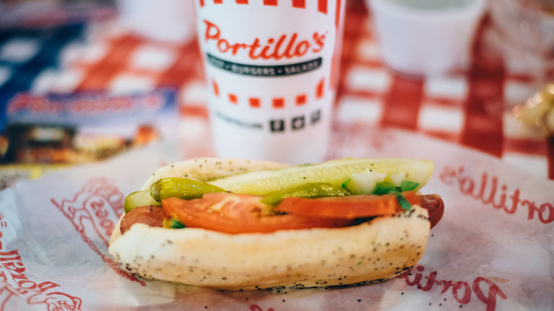 Chicago-style hot dog at Portillo's