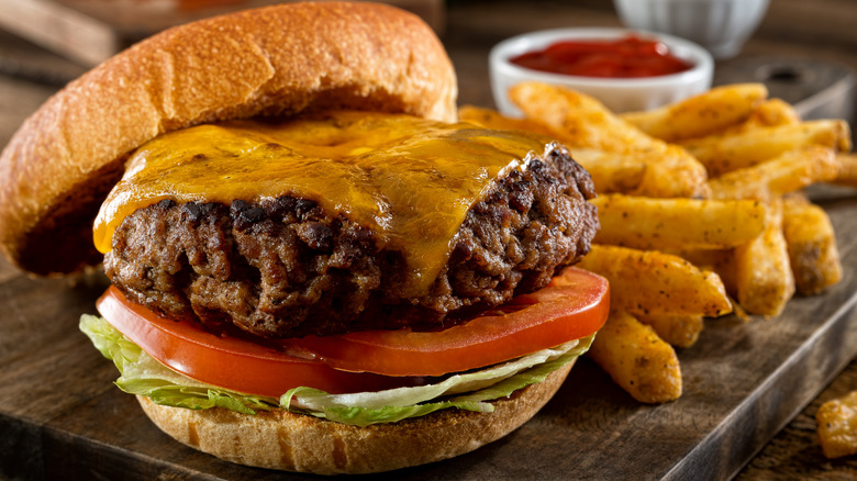 cheeseburger with side of fries