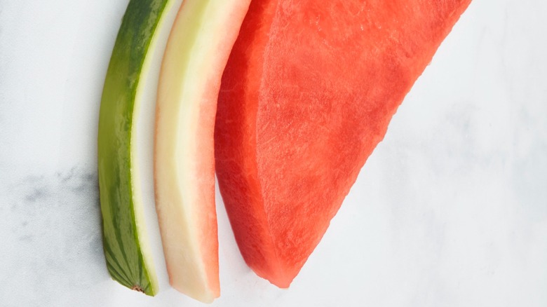 Watermelon separated from rind