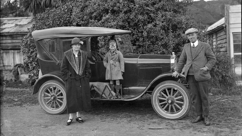 family with Model T