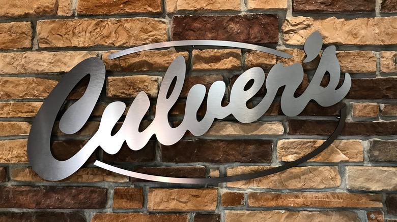 culver's metal sign brick wall