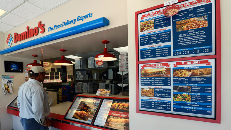 Domino's pizza menu board