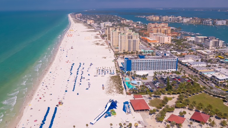 Wide view of Clearwater Beach, Florida coastline