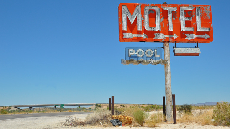 Old abandoned motel sign