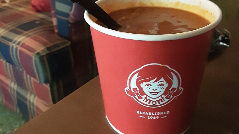 Wendy's chili container on table