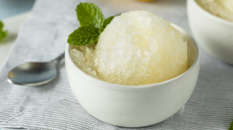 lemon ice in white bowl