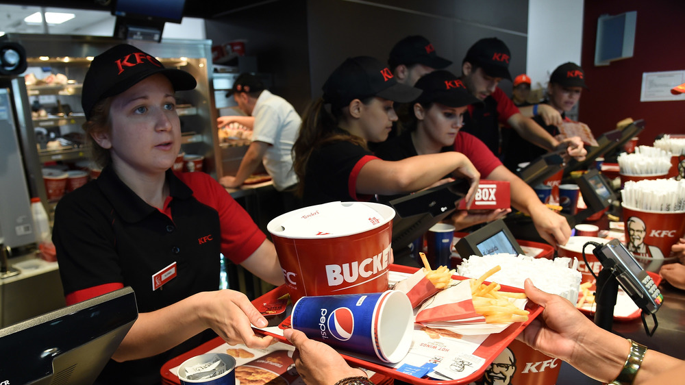 kfc employees serving customers