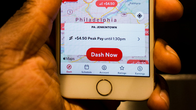 DoorDash app listing peak pay