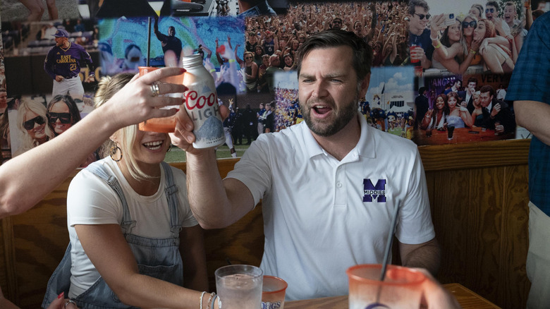 JD Vance toasting with Coors Light