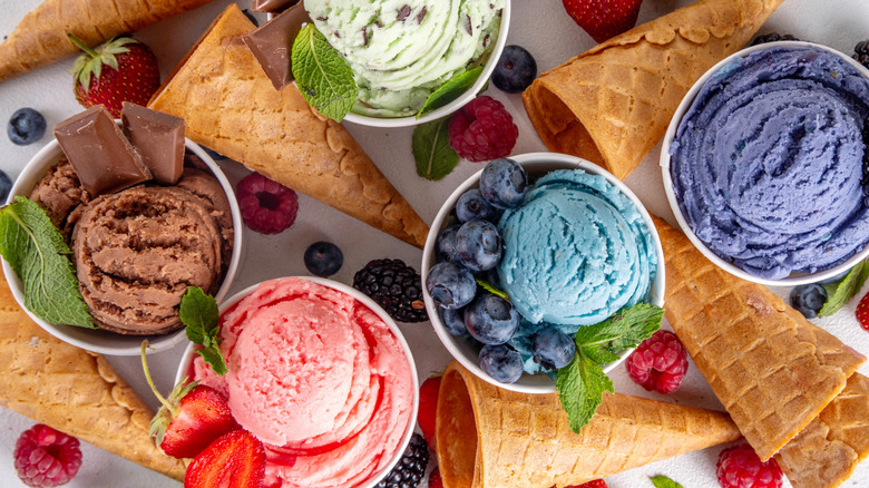 Vibrant ice cream flavors