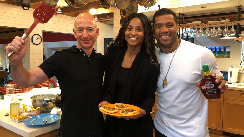 Jeff Bezos and friends with pancakes