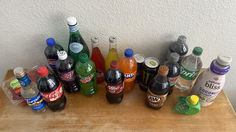 Overhead shot of all sodas