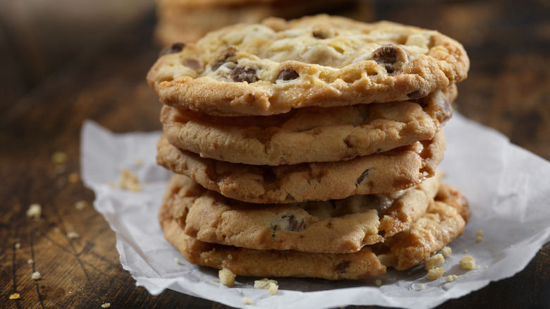 Stack of chocolate chip cookies