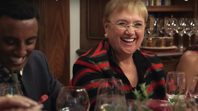 Lidia Bastianich at table with Marcus Samuelsson