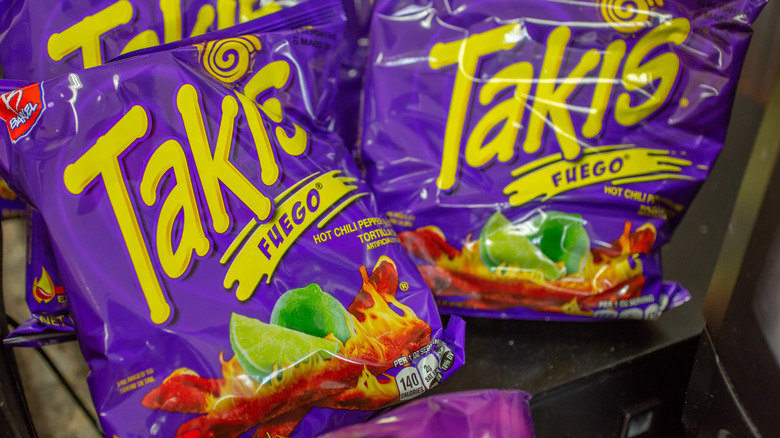 Purple bags of Takis