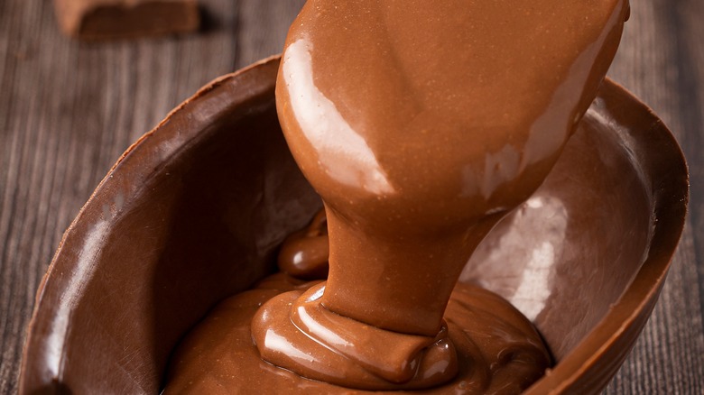 chocolate dripping off spoon