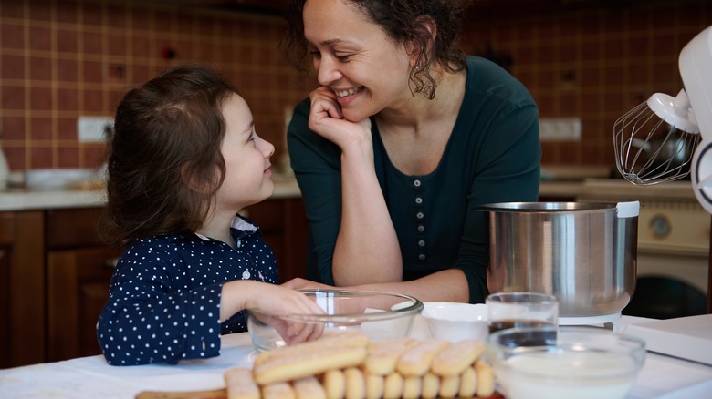 mom and child making tiramisu