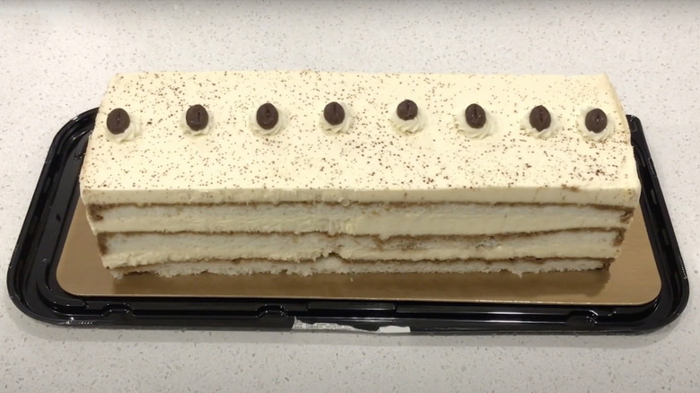 costco tiramisu cake on tray