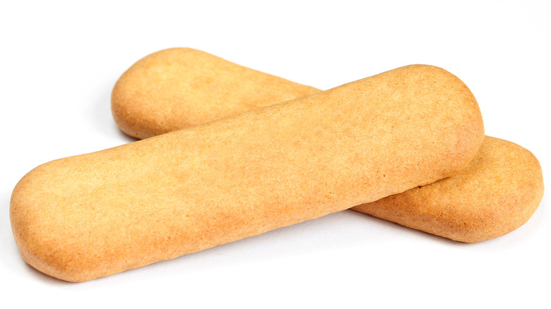 two ladyfingers with white background