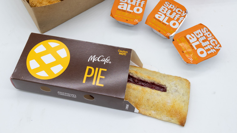 McDonald's pie with meal and sauce packets