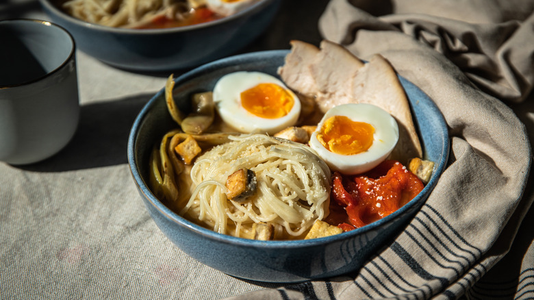 A bowl of turkey ramen.