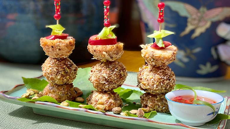 Martin Yan's pistachio-crusted shrimp balls