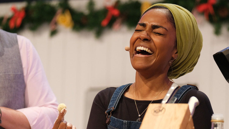 Nadiya Hussain laughing on live set