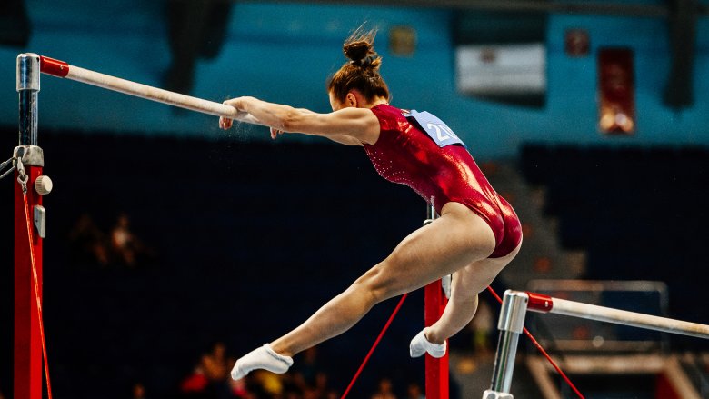 gymnast on bars