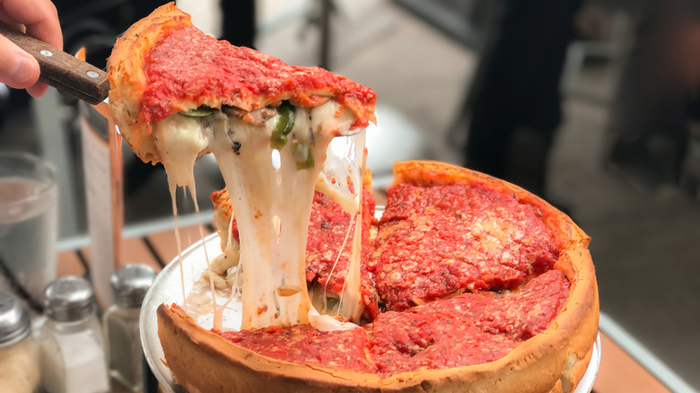 Chicago-style deep dish pizza