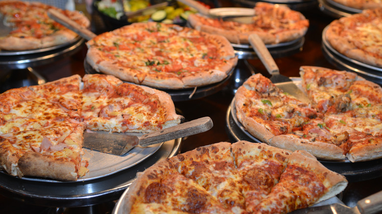 Pizzas on pizza buffet