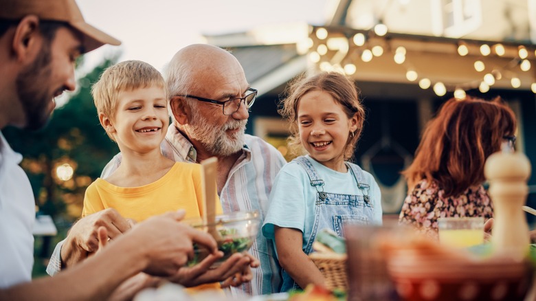 Family enjoying social outing together