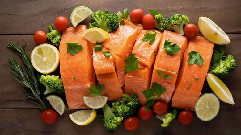 pretty, raw salmon dinners