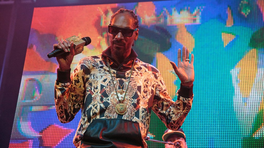 Snoop performing on stage. 