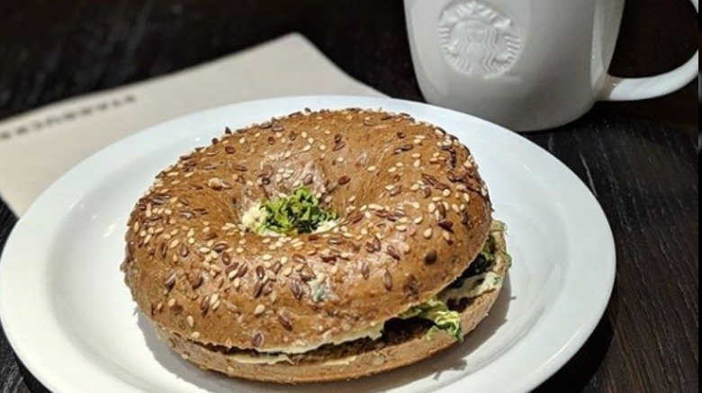 starbucks bagel white plate mug