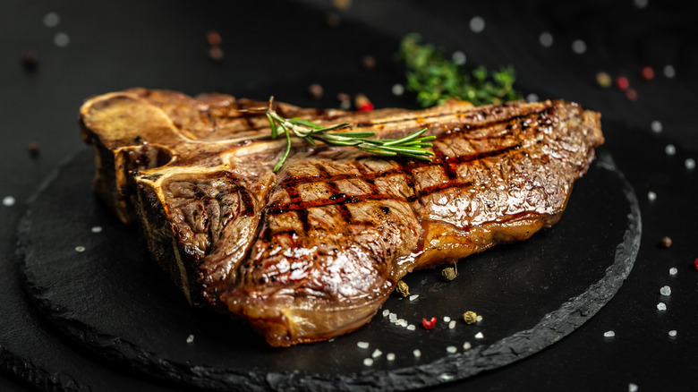 grilled Porterhouse steak on plate