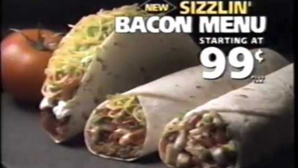 Taco Bell bacon menu with soft tacos and burritos