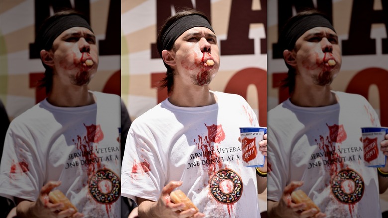 Matt Stonie at a doughnut eating contest