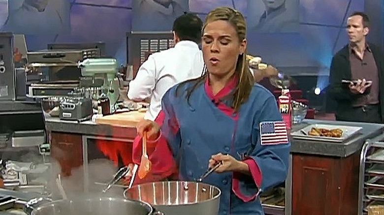 Iron Chef Cat Cora cooking