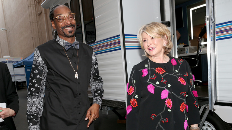 Snoop Dogg and Martha Stewart near trailer at Comedy Central Roast of Justin Bieber