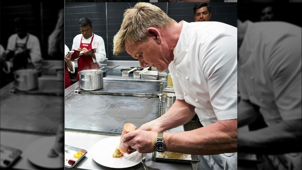 Gordon Ramsay demonstrating how to make a dish