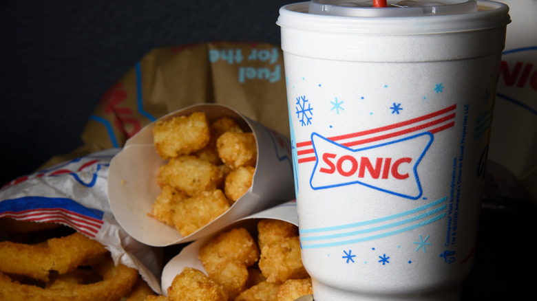 Sonic drink and tater tots