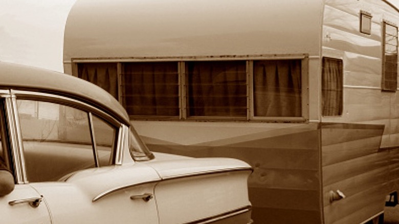 Vintage automobile with trailer