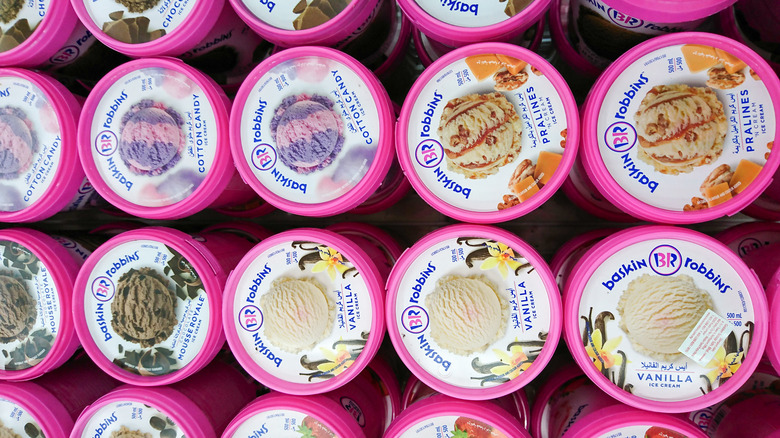 freezer case of Baskin-Robbins ice cream