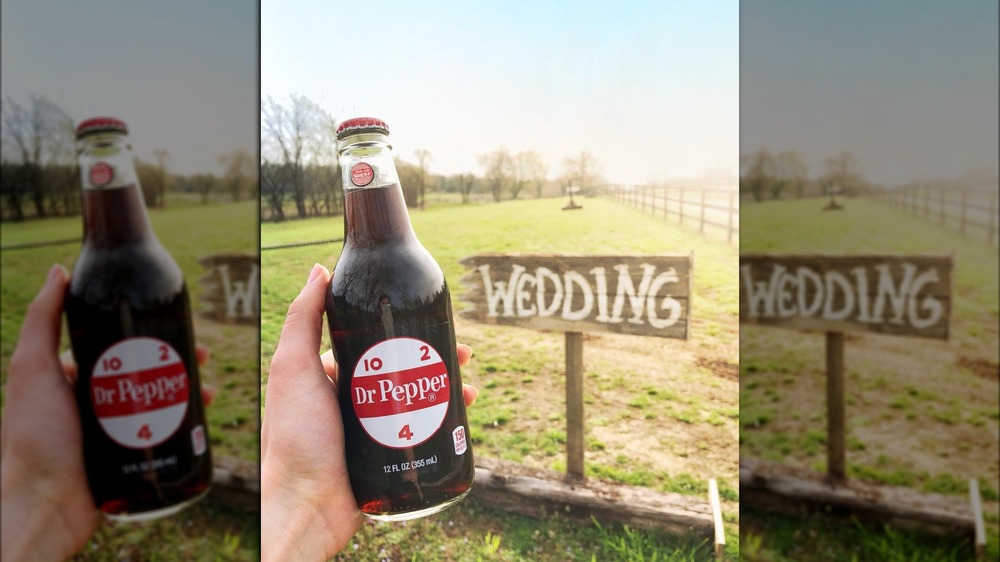 Dr Pepper bottle with wedding sign