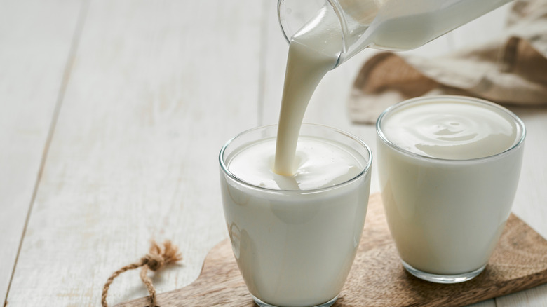 Kefir poured into a glass